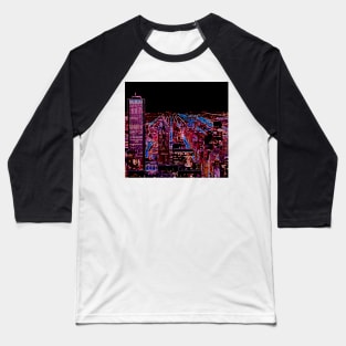 City at Night Cyperpunk/Vaporwave/Neon Inspired Art Baseball T-Shirt